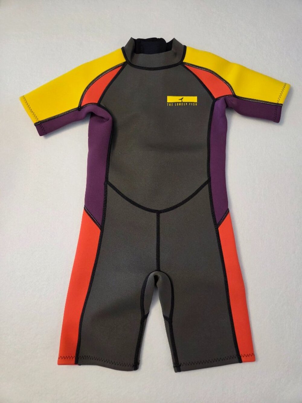 Dive & Sail The Lonely Fish Kids Short Sleeve Wetsuit Gray Yellow Multi size XL